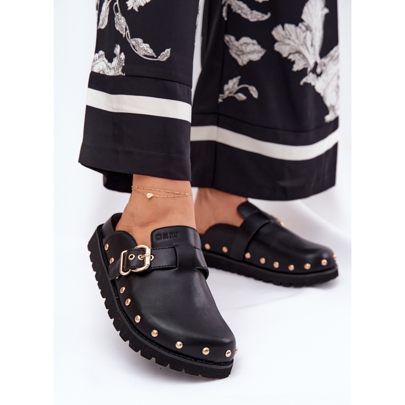 Flip de cuero -Flops Tubbogs en la plataforma negra Big Star RR274A378 negro 2