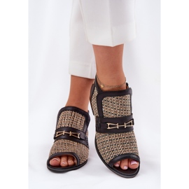 Botas de cuero para mujeres con dedos desnudos Maciejka 06934-39/00-1 Negro y beige 3