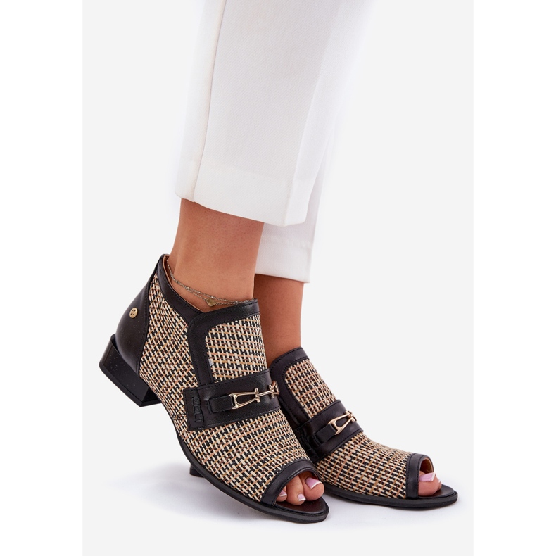 Botas de cuero para mujeres con dedos desnudos Maciejka 06934-39/00-1 Negro y beige 1