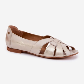 Ballerinas de cuero con dedos desnudos Maciejka 06908-25/001-1 Zloty limpia dorado 4