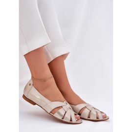 Ballerinas de cuero con dedos desnudos Maciejka 06908-25/001-1 Zloty limpia dorado 7