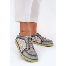 Zapatos de cuero para mujeres estampados Maciejka 06784-09 Verde 2