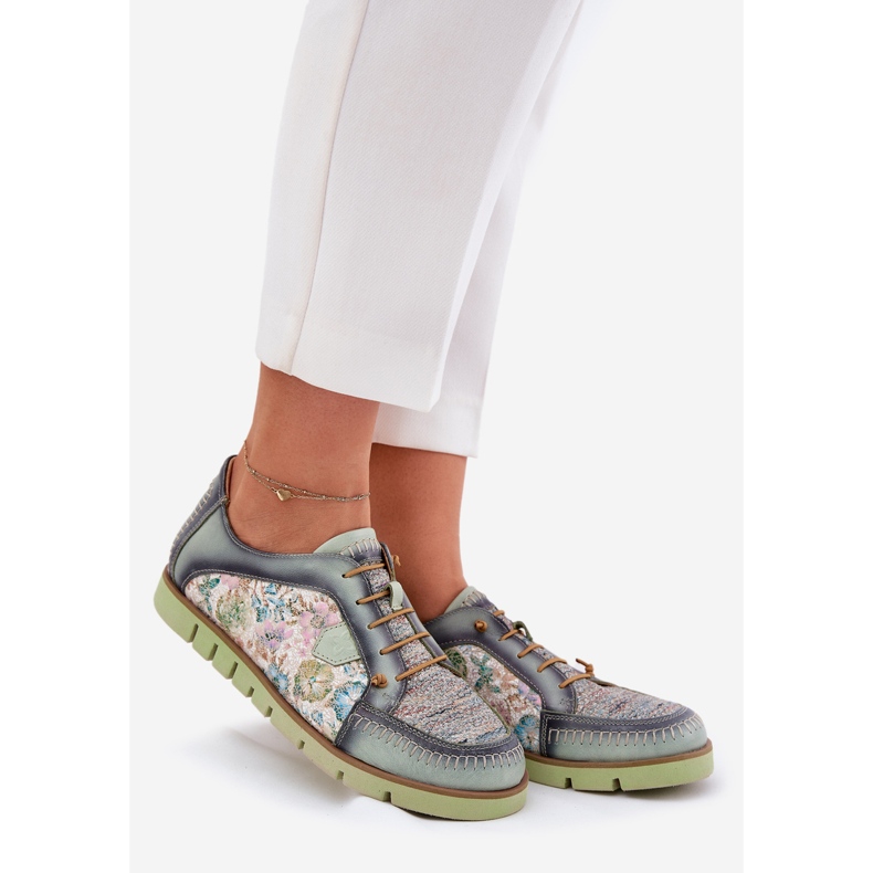 Zapatos de cuero para mujeres estampados Maciejka 06784-09 Verde 1