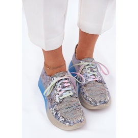 Zapatos de cuero para mujeres en la plataforma Maciejka 06776A-06 Azul 5