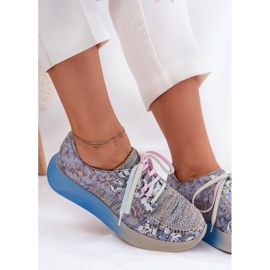Zapatos de cuero para mujeres en la plataforma Maciejka 06776A-06 Azul 7