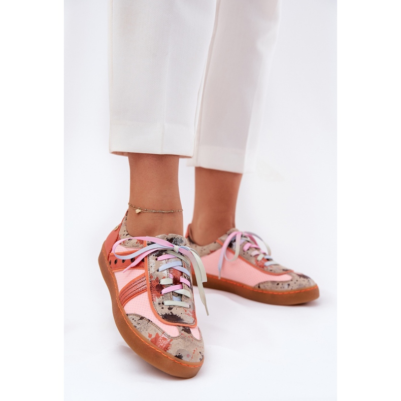 Zapatillas de cuero femenino maciejka 06840-18 naranja 2