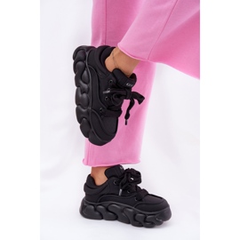 Zapatillas de deporte de cuero para mujeres en la plataforma masiva GOE RR2N4044 Negro 7