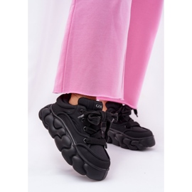 Zapatillas de deporte de cuero para mujeres en la plataforma masiva GOE RR2N4044 Negro 3