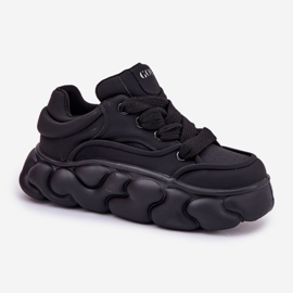 Zapatillas de deporte de cuero para mujeres en la plataforma masiva GOE RR2N4044 Negro 5