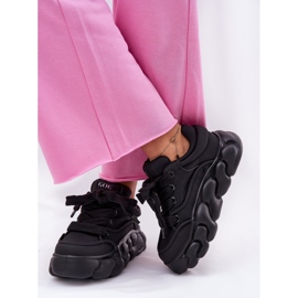 Zapatillas de deporte de cuero para mujeres en la plataforma masiva GOE RR2N4044 Negro 6