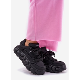 Zapatillas de deporte de cuero para mujeres en la plataforma masiva GOE RR2N4044 Negro 1