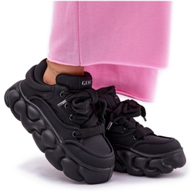 Zapatillas de deporte de cuero para mujeres en la plataforma masiva GOE RR2N4044 Negro 11
