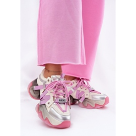 Zapatillas de deporte de cuero para mujeres en el enorme único goe RR2N4030 rosa rosado 2