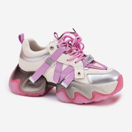 Zapatillas de deporte de cuero para mujeres en el enorme único goe RR2N4030 rosa rosado 4