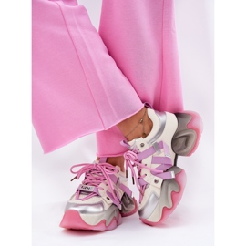 Zapatillas de deporte de cuero para mujeres en el enorme único goe RR2N4030 rosa rosado 3