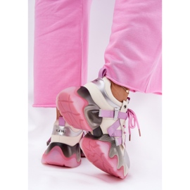 Zapatillas de deporte de cuero para mujeres en el enorme único goe RR2N4030 rosa rosado 7