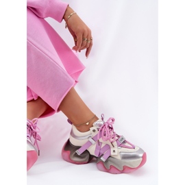 Zapatillas de deporte de cuero para mujeres en el enorme único goe RR2N4030 rosa rosado 8
