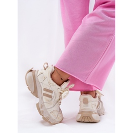 Zapatillas de deporte de cuero femenino Goe RR2N4037 beige 5