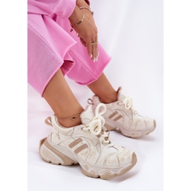 Zapatillas de deporte de cuero femenino Goe RR2N4037 beige 7