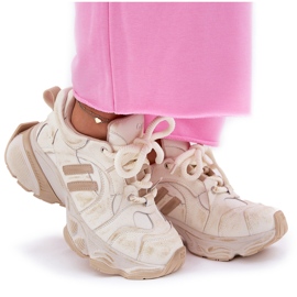 Zapatillas de deporte de cuero femenino Goe RR2N4037 beige 8