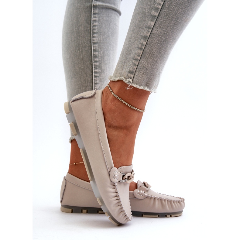 Mocasines Mujer Piel Con Adorno Beige S.Barski LR339 4