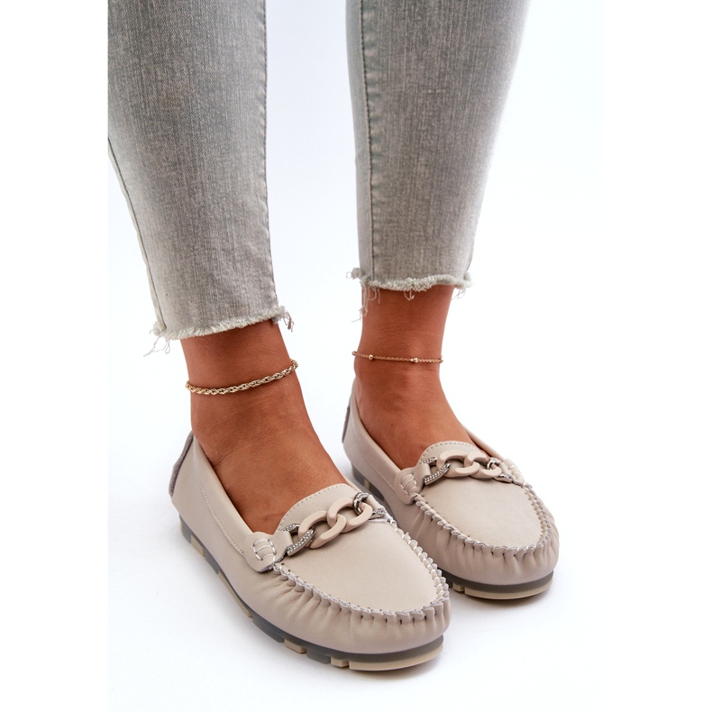 Mocasines Mujer Piel Con Adorno Beige S.Barski LR339 3