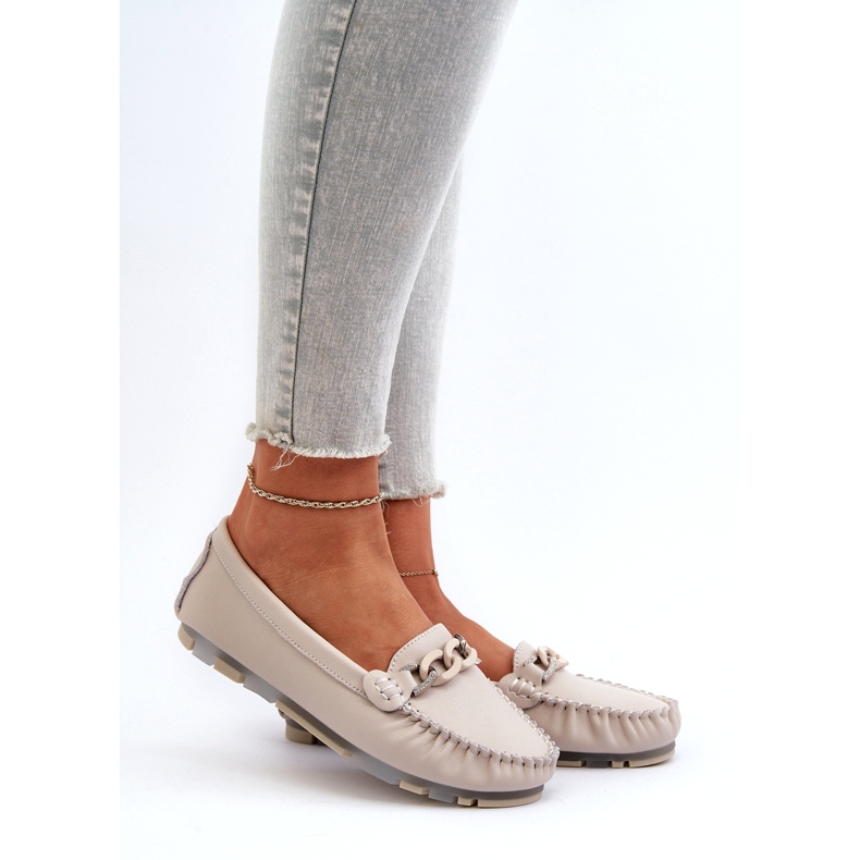 Mocasines Mujer Piel Con Adorno Beige S.Barski LR339 1