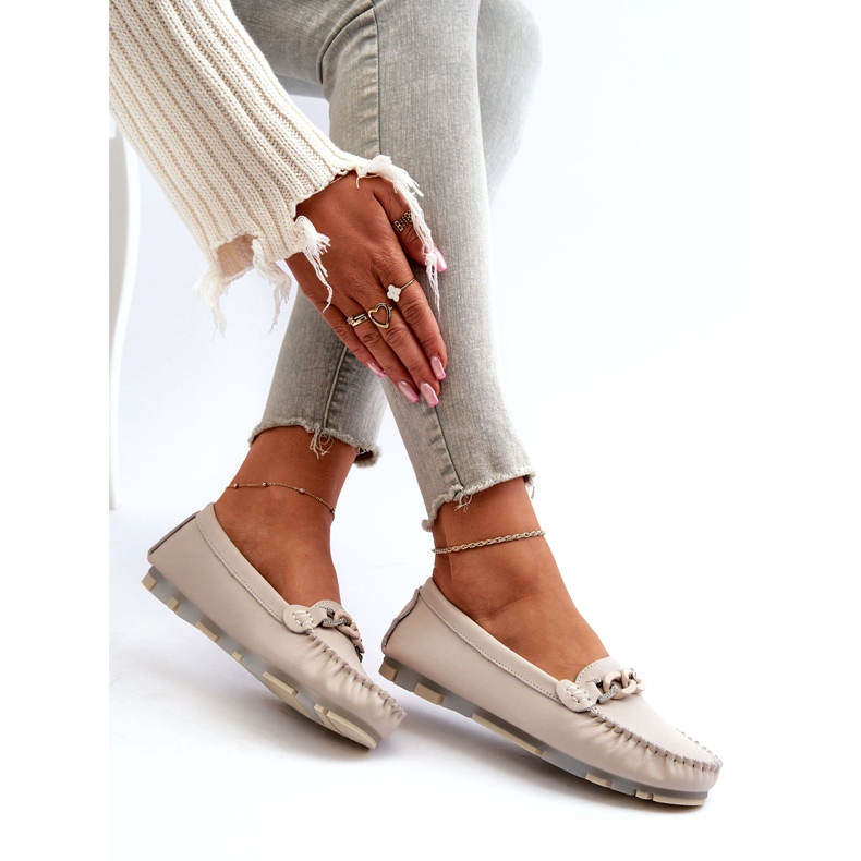 Mocasines Mujer Piel Con Adorno Beige S.Barski LR339 5