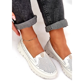 Evento Mocasines abiertos de cuero ligero 24pb18-6870 blanco 4