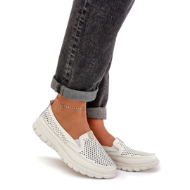 Evento Mocasines abiertos de cuero ligero 24pb18-6870 blanco 1