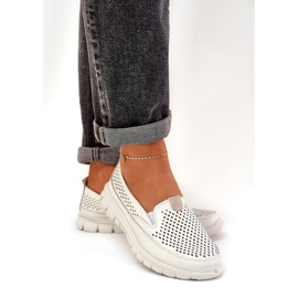 Evento Mocasines abiertos de cuero ligero 24pb18-6870 blanco 3