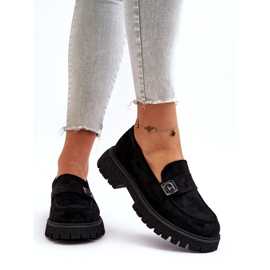 Vinceza Moccasines negros ecológicos de mujeres con un cinturón decorativo y un inserto de cuero 3