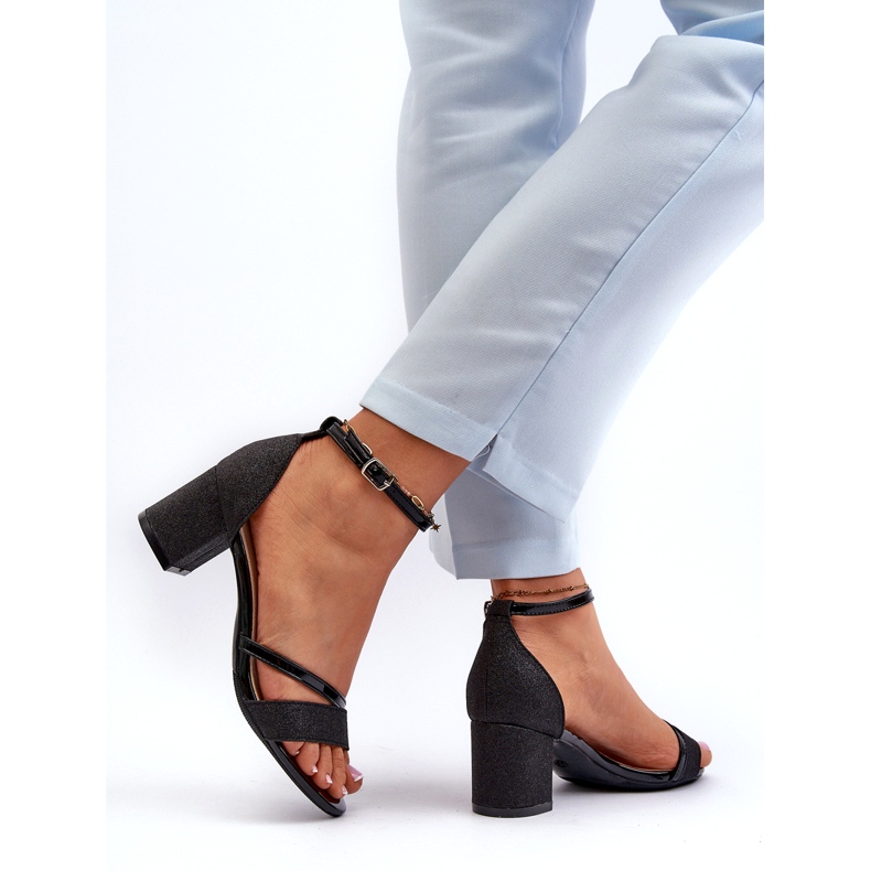 Vinceza Sandalias de brillo para mujeres 20244 en un pilar bajo negro 3 Vinceza Sandalias de brillo para mujeres 20244 en un pilar bajo negro 3