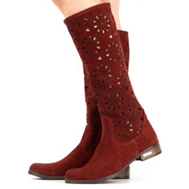 Olivier Botas de calado granate para mujer rojo 1