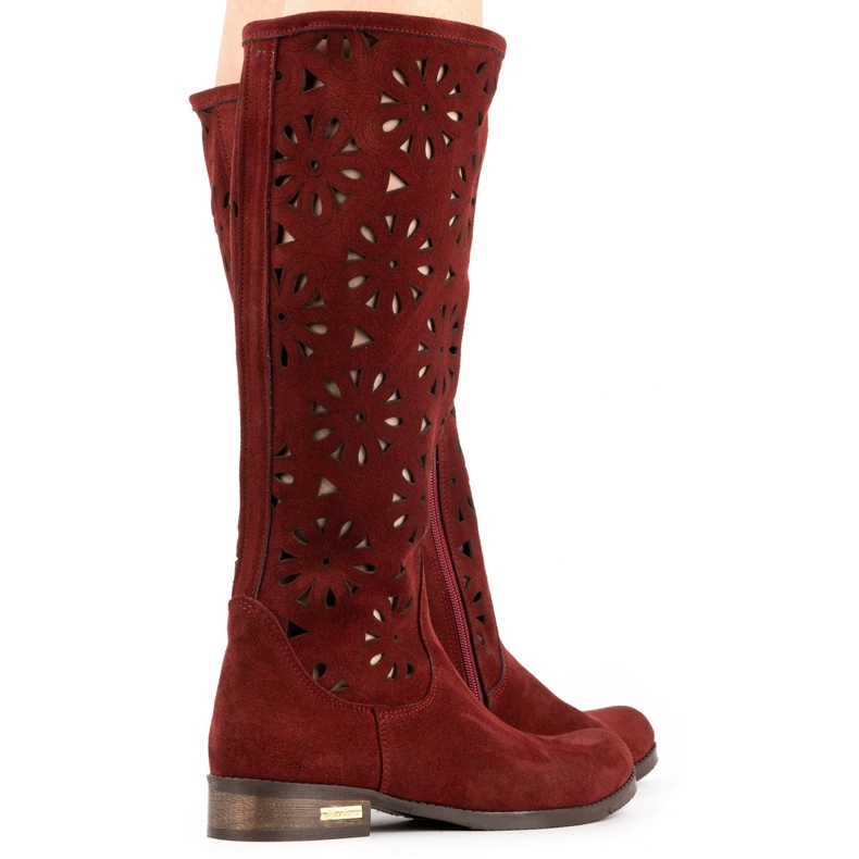 Olivier Botas de calado granate para mujer rojo 2