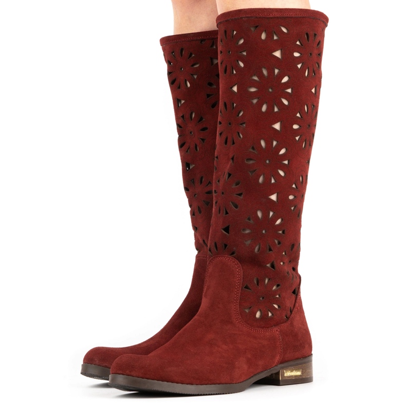 Olivier Botas de calado granate para mujer rojo 3