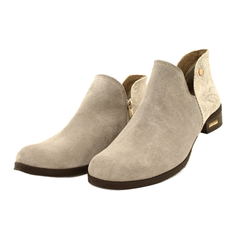 Olivier Botas de cuero para mujeres beige 4