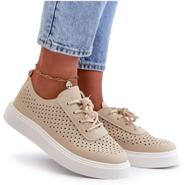 Zapatillas de zapatillas de zapatillas abiertas en la plataforma beige 4