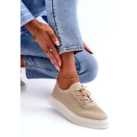 Zapatillas de zapatillas de zapatillas abiertas en la plataforma beige 3