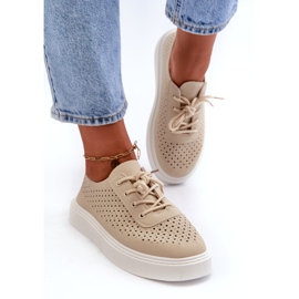 Zapatillas de zapatillas de zapatillas abiertas en la plataforma beige 2