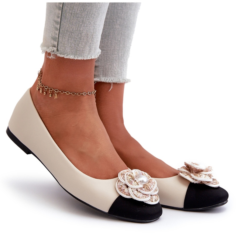 Seastar Ballerinas Eco Leather con beige de perla decorativa 5