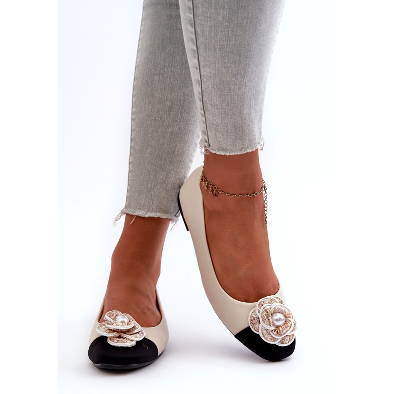 Seastar Ballerinas Eco Leather con beige de perla decorativa 4