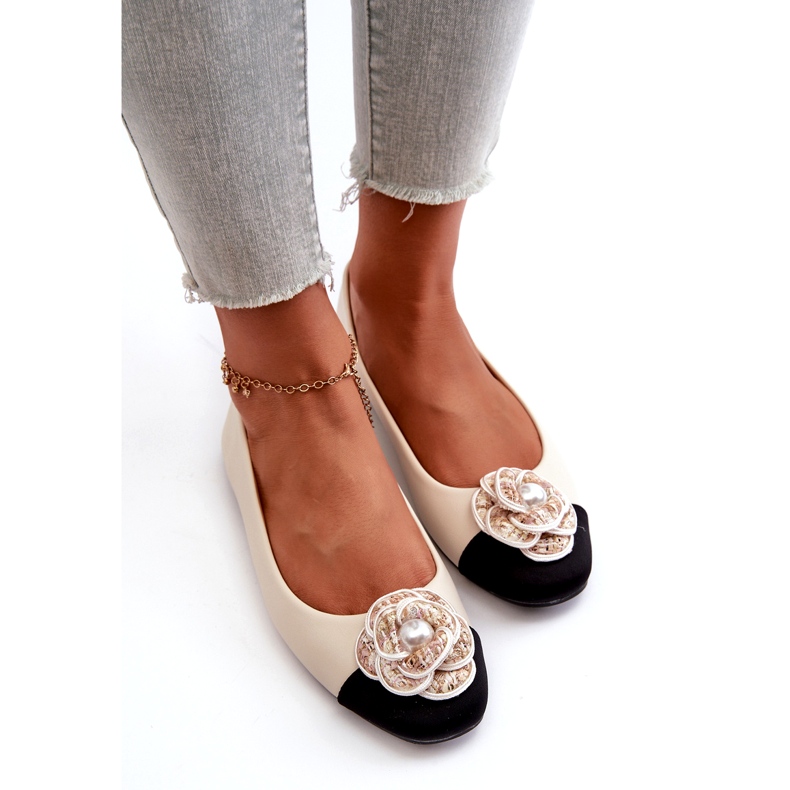 Seastar Ballerinas Eco Leather con beige de perla decorativa 3