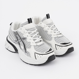 Sportowe de zapatillas blancas y blancas con malla blanco 1