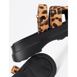 Goodin Zapatillas para mujeres en una plataforma de leopardo marrón 1