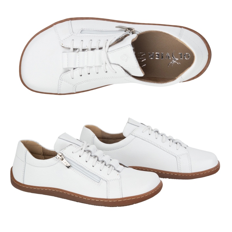 Olivier Zapatos de mujer minimalistas descalzos de piel 1242 blanco 1