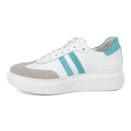 Zapatillas de deporte de cuero para mujeres en la plataforma blanca Olivier N1068S5 blanco 1