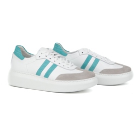 Zapatillas de deporte de cuero para mujeres en la plataforma blanca Olivier N1068S5 blanco 2
