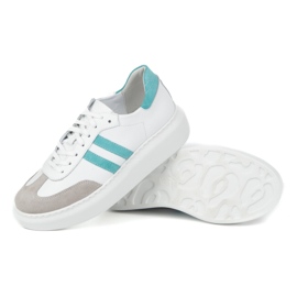 Zapatillas de deporte de cuero para mujeres en la plataforma blanca Olivier N1068S5 blanco 3