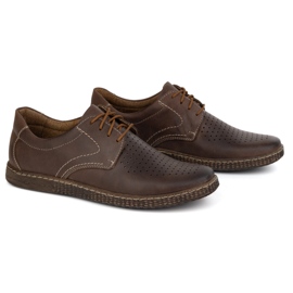 KOMODO Zapatos de cuero para hombres casuales 933/l/2 marrón 3